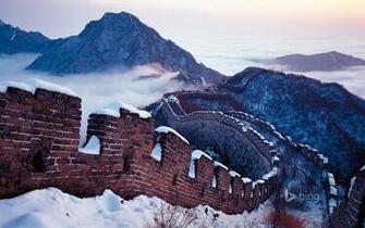 Snow On The Great Wall Beijing China Panorama Stock Bing