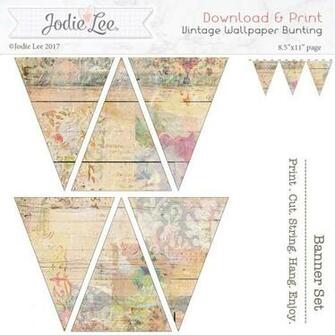 Printable Christmas Bunting Shabby Chic Vintage Wallpaper Snap