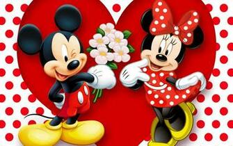 Background Mickey Mouse And Minnie Love Couple Heart Wallpaper
