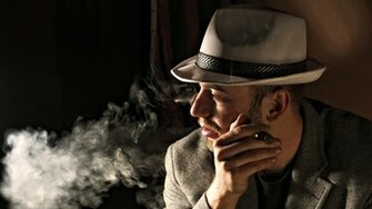 Wallpaper Cigar Guy Cigarette Smoke Languishing Eyes Men Photo On