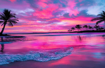 Pink Beach Sunset Wallpaper