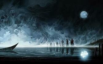 Skulls Painting Dark Moon Artwork HD Wallpaper