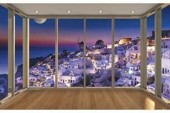 Wallpaper From Santorini Window Gold