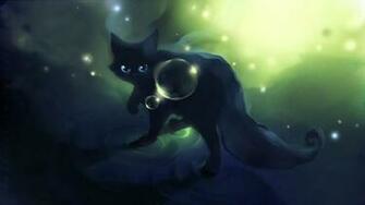 Cute Black Cat Painting Wallpaper HD