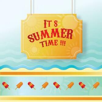 Summertime Vector Graphic Ice Cream Summer Waves Sun Sea