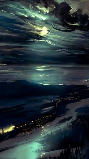 Wallpaper Sky Art Dark Night iPhone 6s