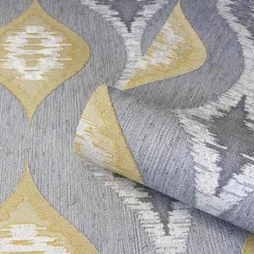Belgravia Decor Eleganza Ikat Block Pattern Wallpaper Yellow Grey