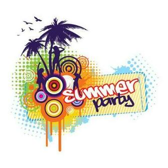 Summer Party Vector Graphic Colorful Dancing Poster Girls