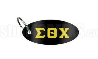 Sigma Theta Chi Key Chain With Old Gold Greek Letters On A Reflective