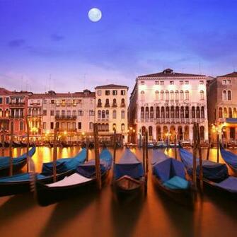Venice Gondola At Night HD Wallpaper Background Image