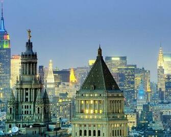 Lit Up Midtown Manhattan At Sundown Hq Wallpaper
