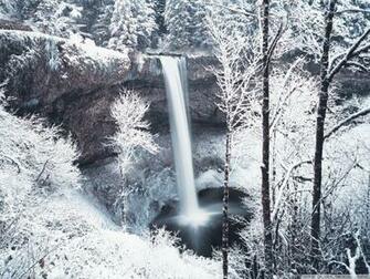 Waterfall In Winter Forest Wallpaper And Image