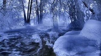 Wallpaper Winter River Nature