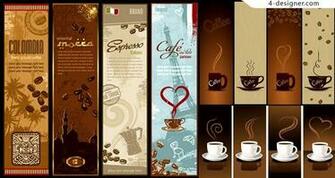 Banner Background Coffee Pot Mugs Beans Aroma Vector
