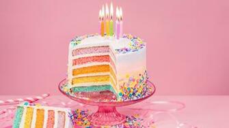 Wallpaper BirtHDay Cake Colorful Layers Rainbow Color Bolo De