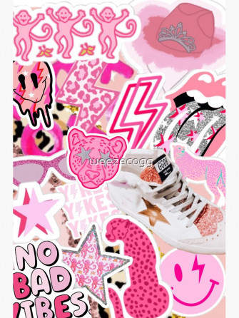Preppy Pink Collage Sticker By Weezecogg