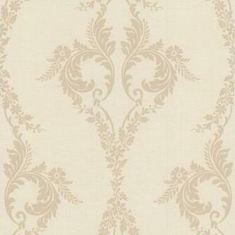 Beige Acanthus Leaf Scroll And Trail Wallpaper Traditional