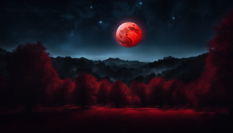 Red Moon Night Sky Wallpaper