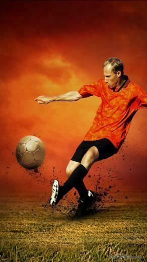 iPhone Wallpaper Orange Soccer Kick HD