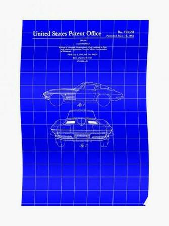 Stingray Patent Print Blueprint Background Poster By