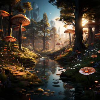 Fantasy Mushroom Forest Digital Wallpaper Bundle Virtuart Creations