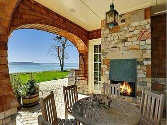 Back Porch With Fireplace And A On The Sea High