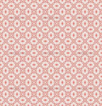 Vintage Vector Art Deco Pattern In Coral Red And White Seamless