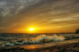 Sunrise And Sunset Sky Sun Nature Sea Ocean Beach Wallpaper Background