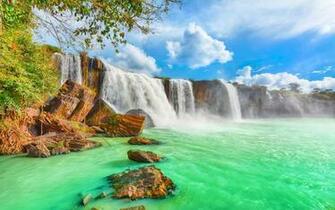 Rio Cataratas Aguas Verdes Naturaleza Wallpaper