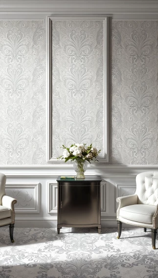 Darcy Wallpaper White And Silver