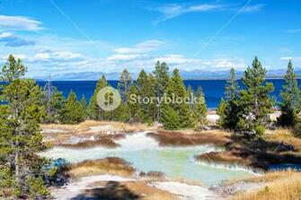 Landscape Of The West Thumb Geyser Basin With Yellowstone