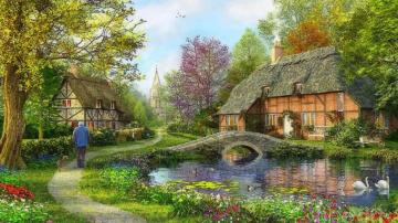 Spring Village Wallpaper HD Basty