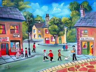 Gordon Bruce Folk Art Landscape Wallpaper