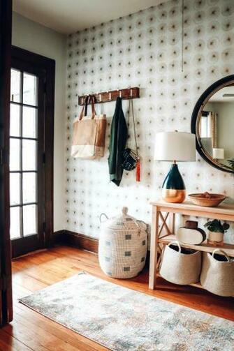 Entry Makeover With Removable Wallpaper And No Closet Nesting