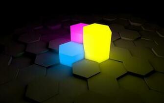 Hex Blue 3d Yellow Wallpaper Background