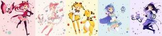 Mahou Shoujo Madoka Magica Ampharos Blue Eyes Hair Cape Dress