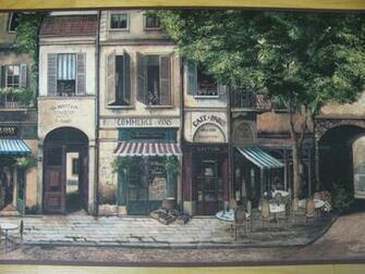 Wallpaper Border French Cafe Paris France Street Storefront Rolls