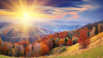 Fall Sunrise On Landscape Wallpaper