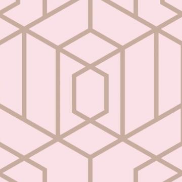 Shop Disco Vogue Art Deco Pink Glitter Geo Trellis Wallpaper
