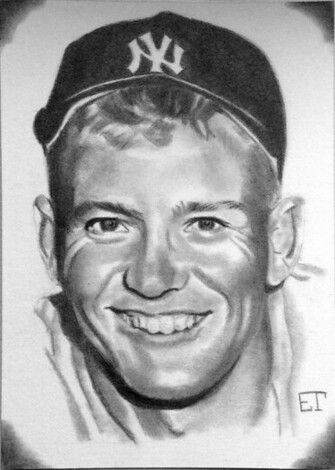 Mickey Mantle Yankees Sketch Card By Avintagedreamer