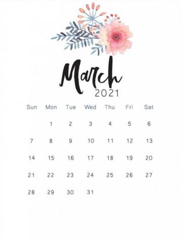Floral March Wall Calendar Word