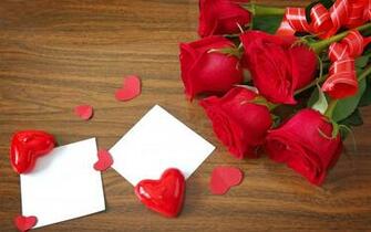 Red Love Heart And Flowers Wallpaper HD