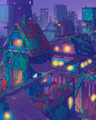 A Cozy Town At Night Wallpaper