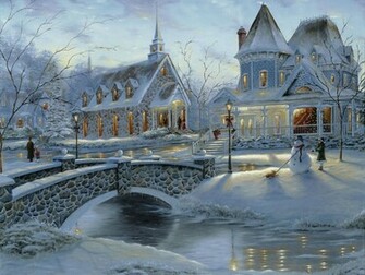 Christmas Wallpaper In The Beautiful Town 3d For