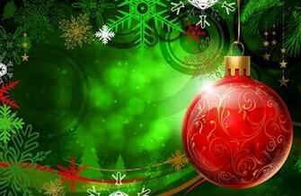 Red Christmas Ball In Green Background HD Wallpaper