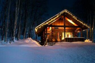 Vinter Stuga P Natten Vektor