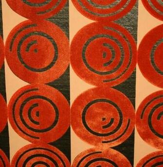 Flocked Wallpaper Red Orange Bedroom
