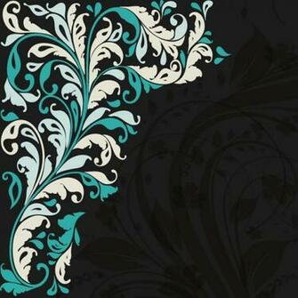 Black Teal Floral Background