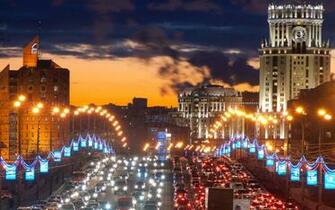 Night Life Of Moscow Russia Wallpaper