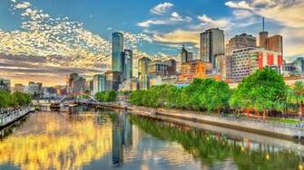 Wallpaper Melbourne Australia Sky Street River Cities